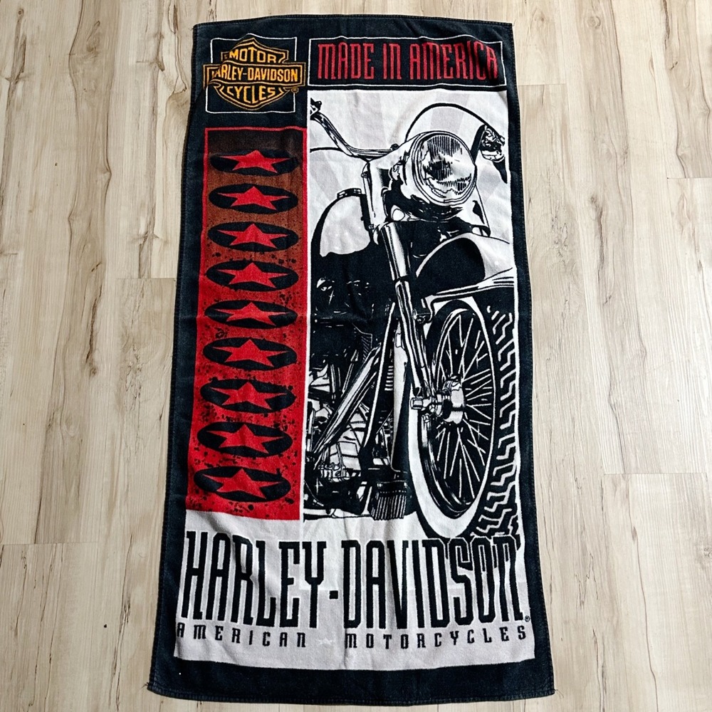 Vintage Harley Davidson Motorcycle Beach Towel